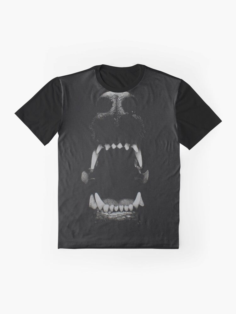 Monochrome graphic design of dog teeth on a white background - Flat lay