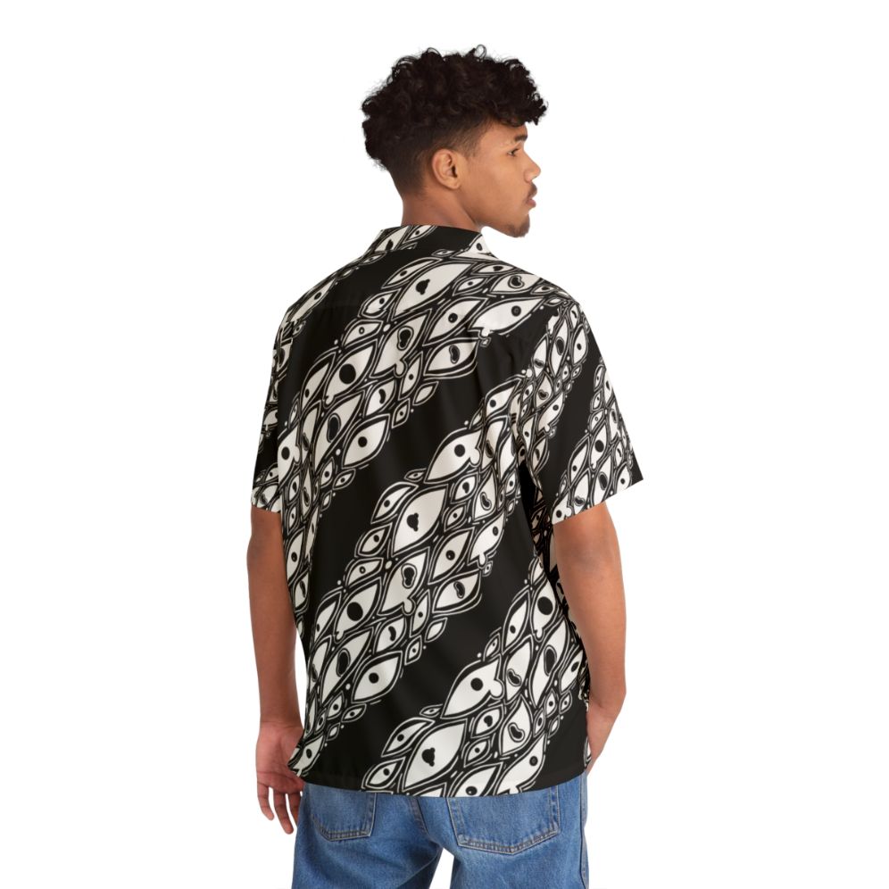 Chilling Eyes Hawaiian Shirt with Spooky Ocular Pattern - People Back