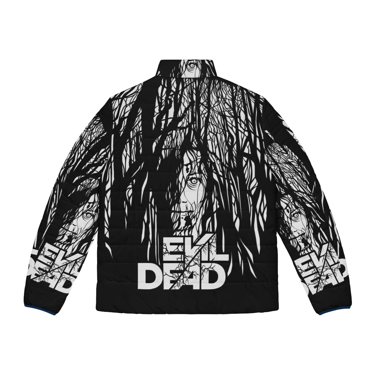 Evil Dead-inspired puffer jacket with gothic and horror-themed design - Back