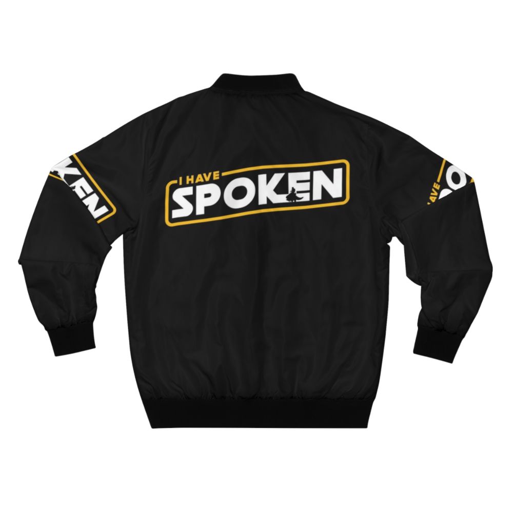 "I Have Spoken" Mandalorian-inspired bomber jacket with logo graphic - Back