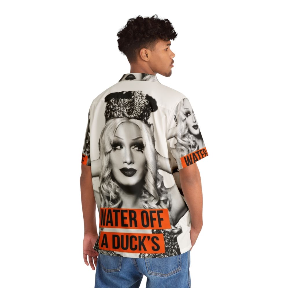 Jinx Lt 3 Hawaiian Shirt featuring tropical floral print for Rupaul's Drag Race fans - People Back