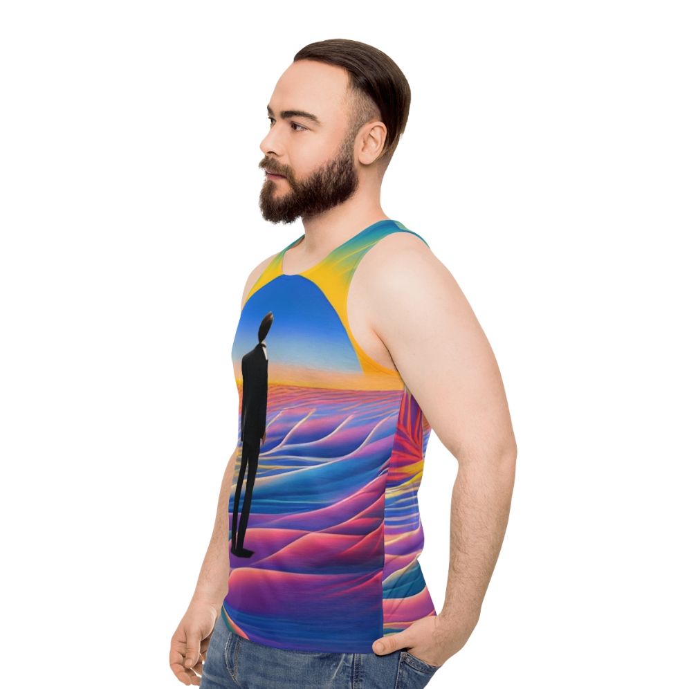 Colorful desert sunrise unisex tank top - men side