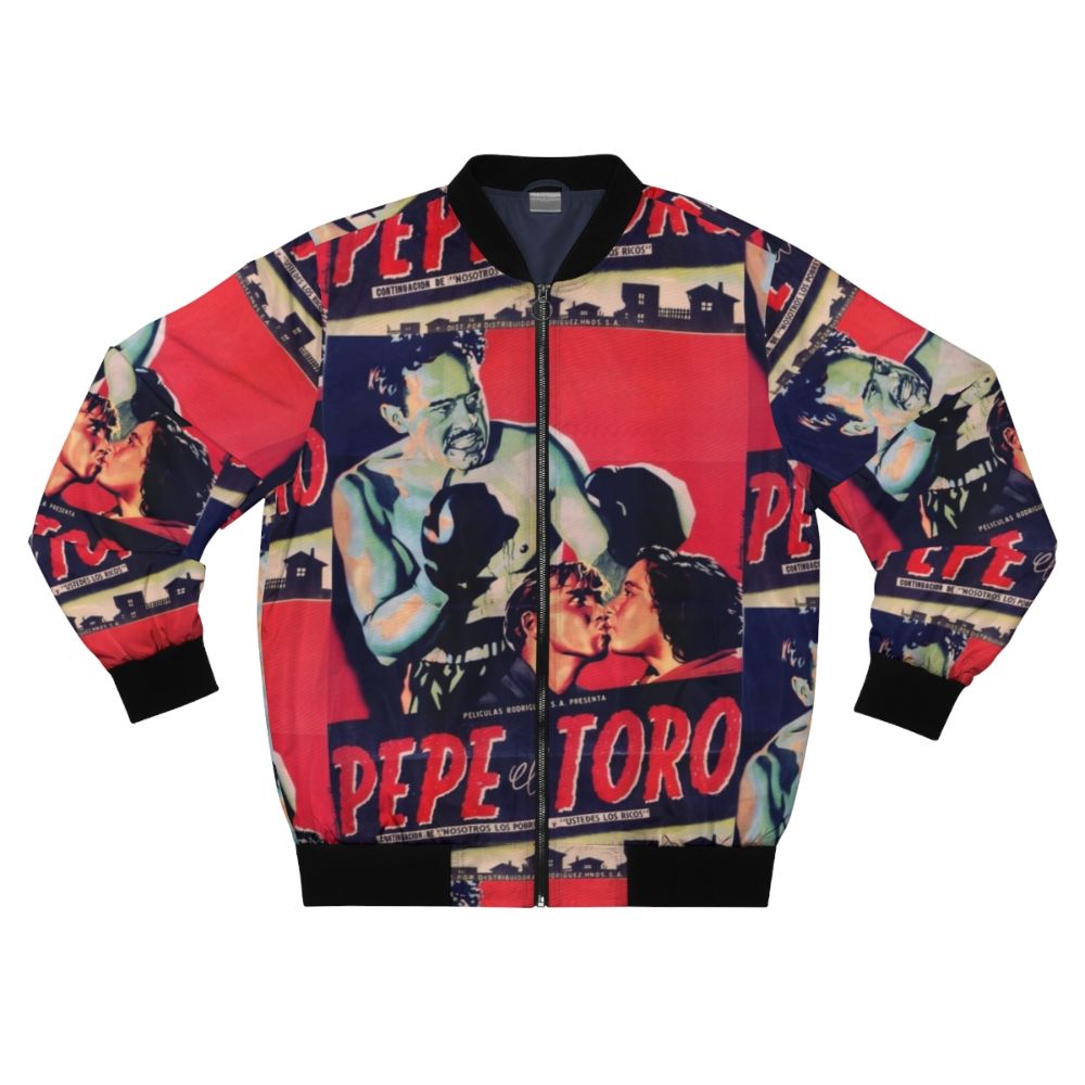 Vintage Mexican Cinema Icons Bomber Jacket with images of classic Mexican movie stars