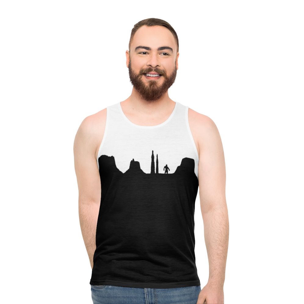 Unisex tank top with "What Doth Life" design - men