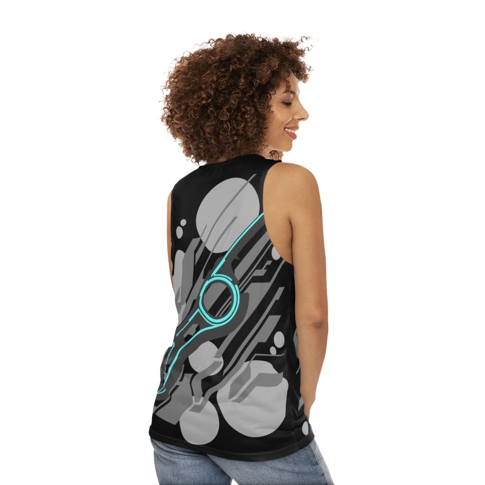 Xenoblade Chronicles abstract grey unisex tank top - women back