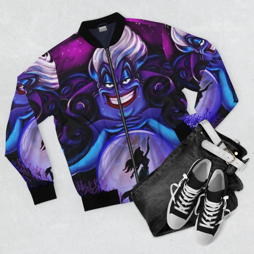 Ursula the Villain Bomber Jacket from the Disney movie The Little Mermaid - Flat lay