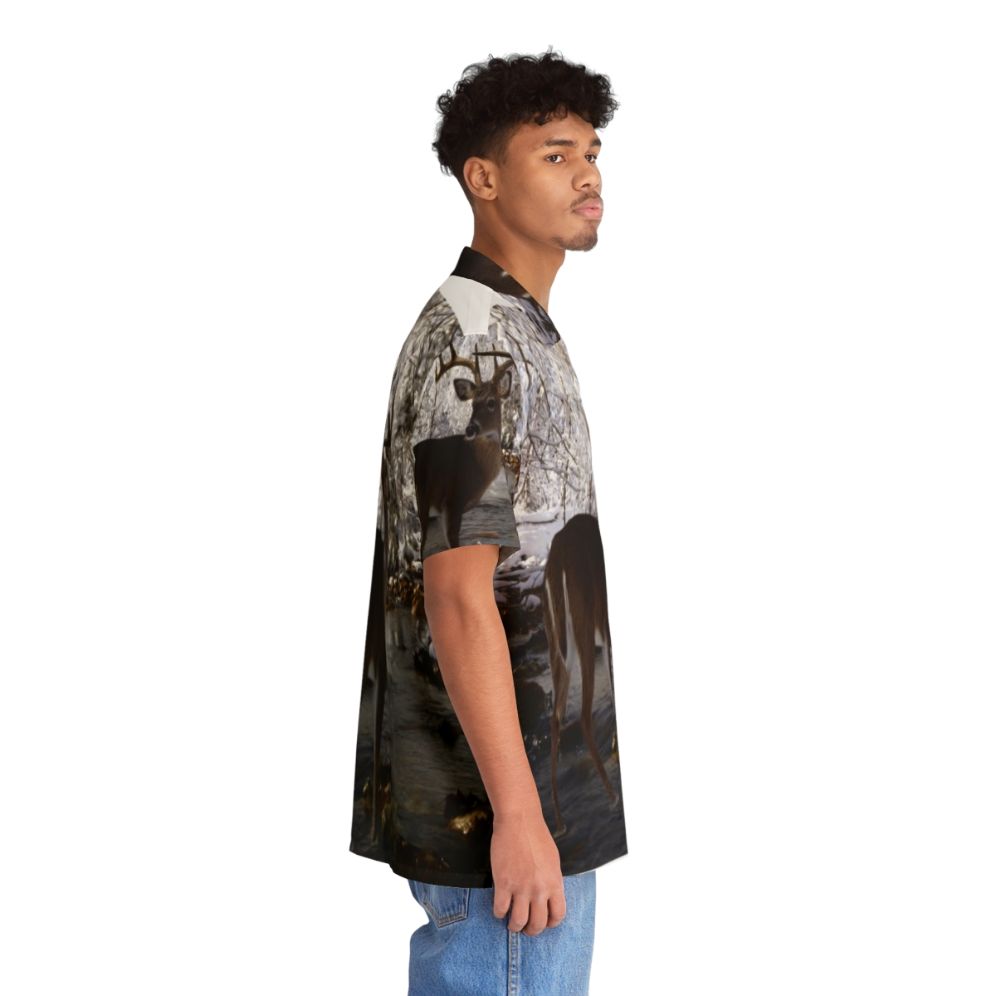 Whitetail deer Hawaiian shirt with tropical pattern - People Pight