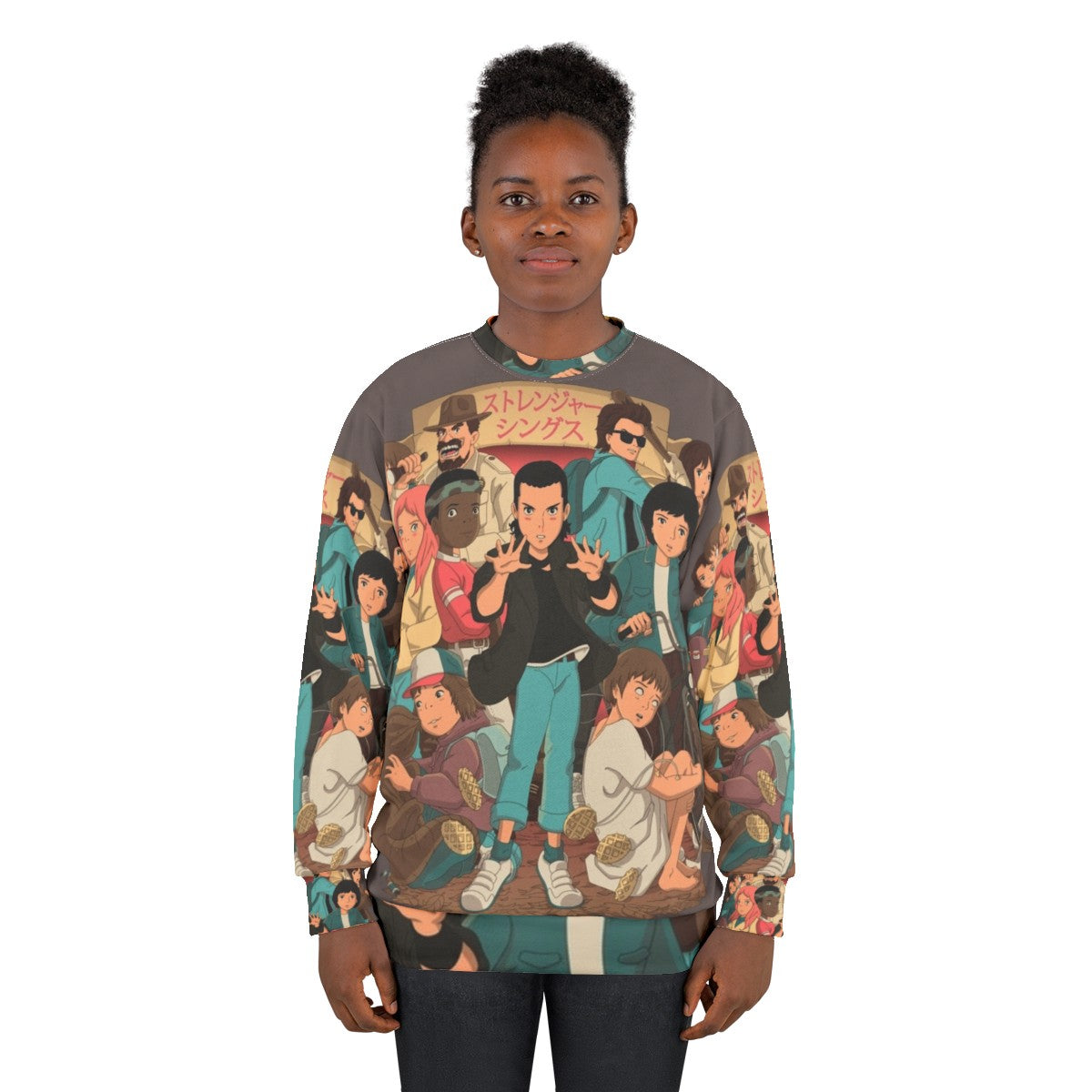 Stranger Things Anime 2 Sweatshirt featuring characters from the popular Netflix series - women