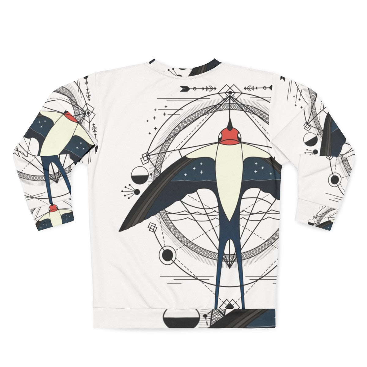 Geometric swallow abstract bird graphic sweatshirt - Back