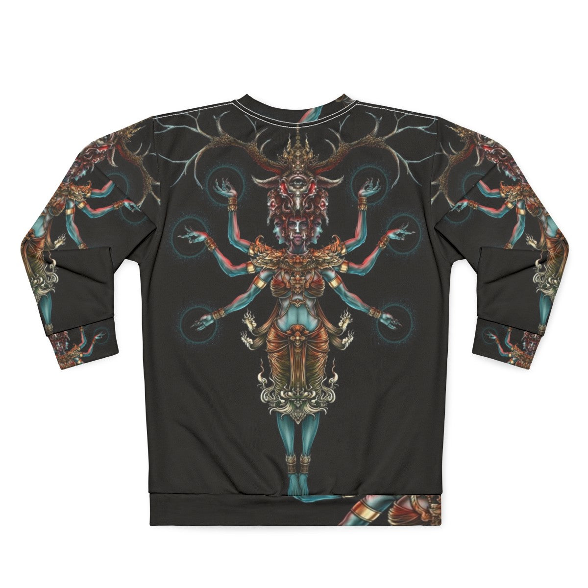 Dark Winya No 141 Yak Sweatshirt with Thai Culture Inspired Graphic Design - Back