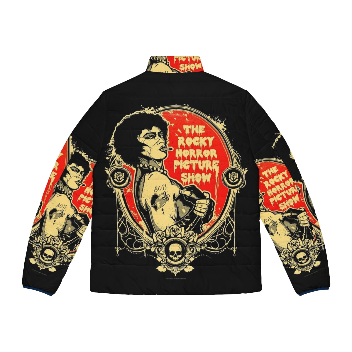 Rocky Horror Picture Show themed puffer jacket with bold graphic design - Back