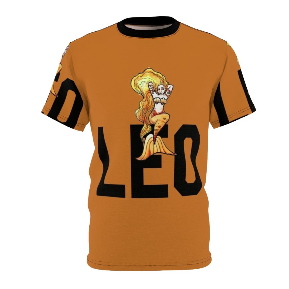 Image of a stylized leo mermaid graphic t-shirt design