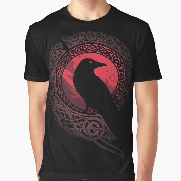 EDDA Graphic T-Shirt with Nordic Mythology and Celtic Knot Design