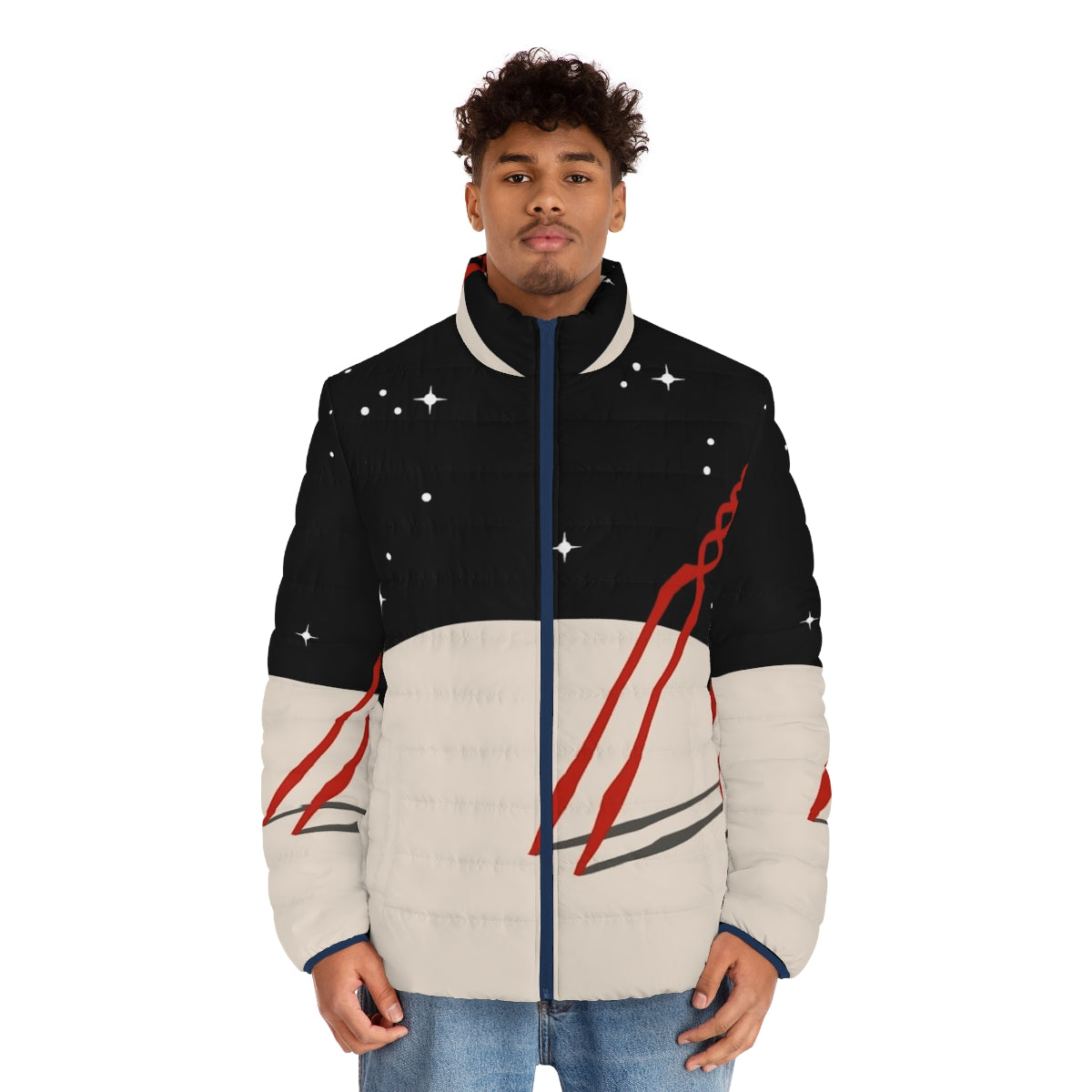 Neon Genesis Evangelion Lance of Longinus Puffer Jacket - men front