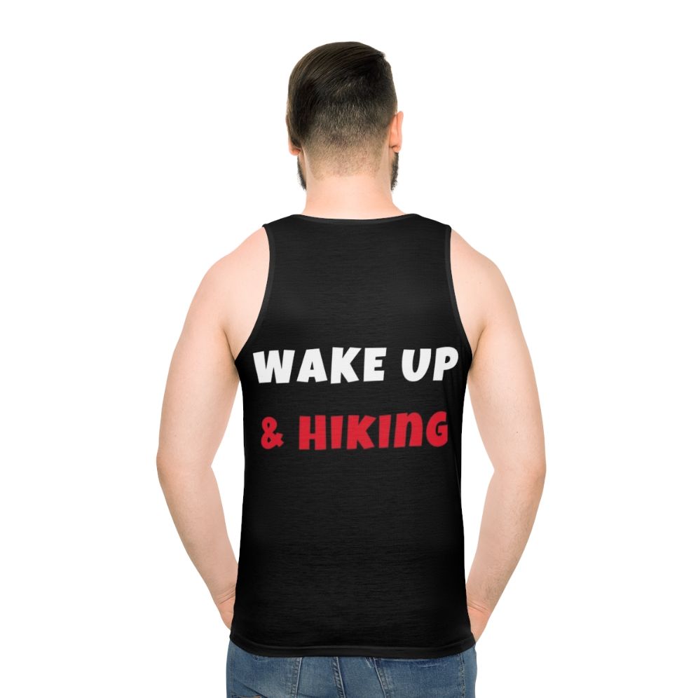 Unisex wake up and hike tank top - men back