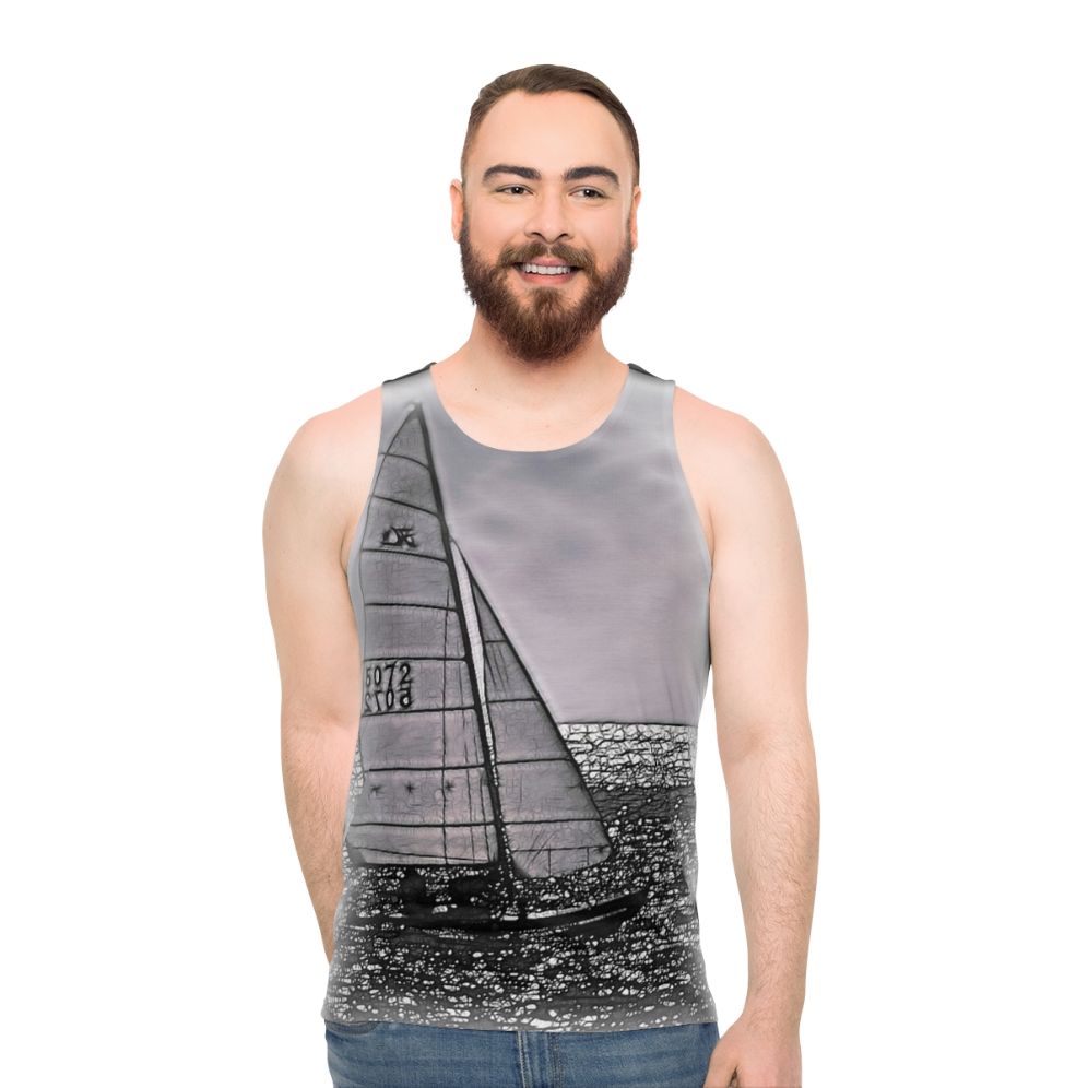 Hobie unisex tank top with ocean and sailing design - men