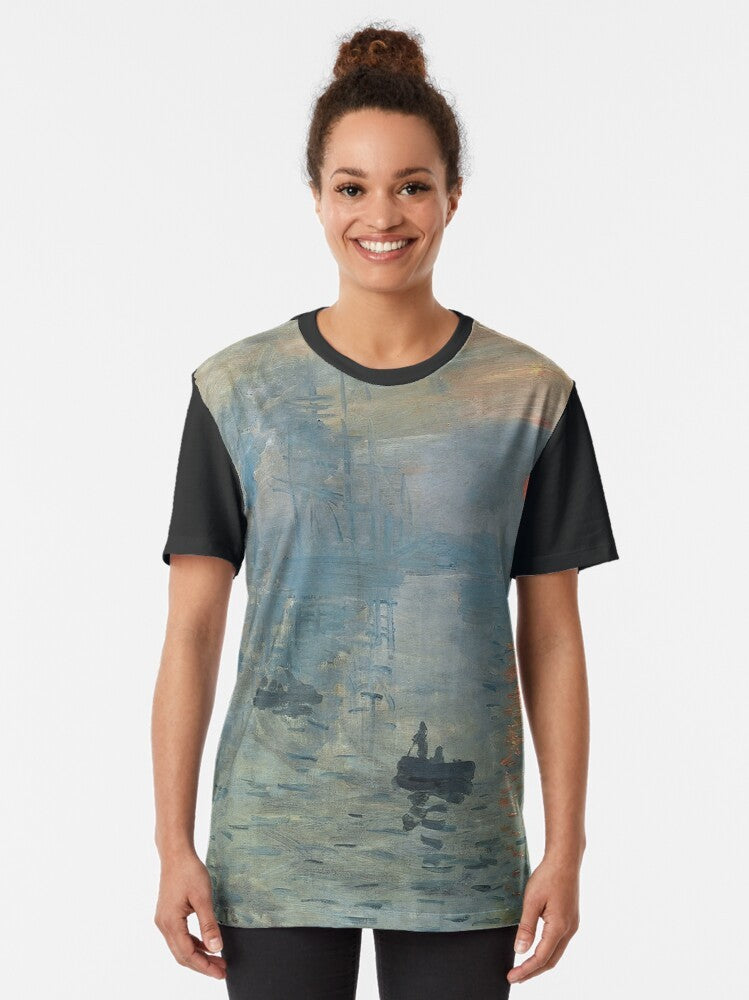 Claude Monet Impressionist Sunrise Fine Art Graphic T-Shirt - Women