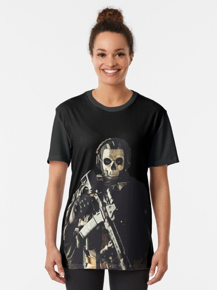 Ghost graphic t-shirt with Call of Duty inspired design - Women