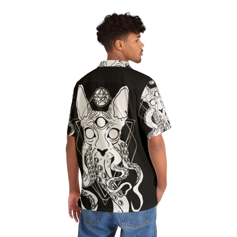 Sphynx cat wearing Cathulhu The Cosmic Tentacle Cat Hawaiian shirt - People Back