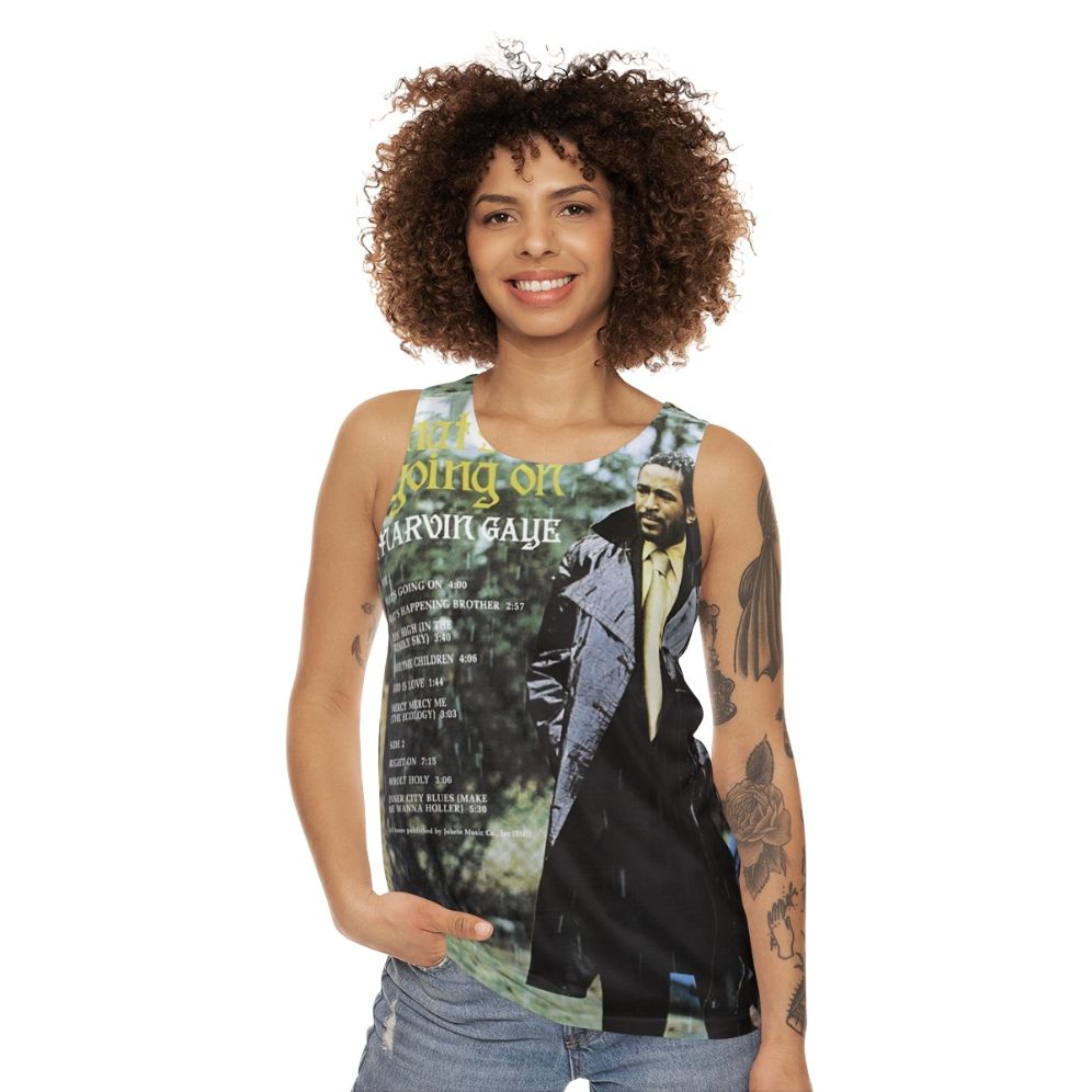 Unisex tank top with retro music and vintage style - women