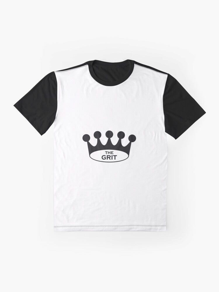 Classic Crown Graphic T-Shirt featuring The Grit restaurant logo from Athens, Georgia - Flat lay