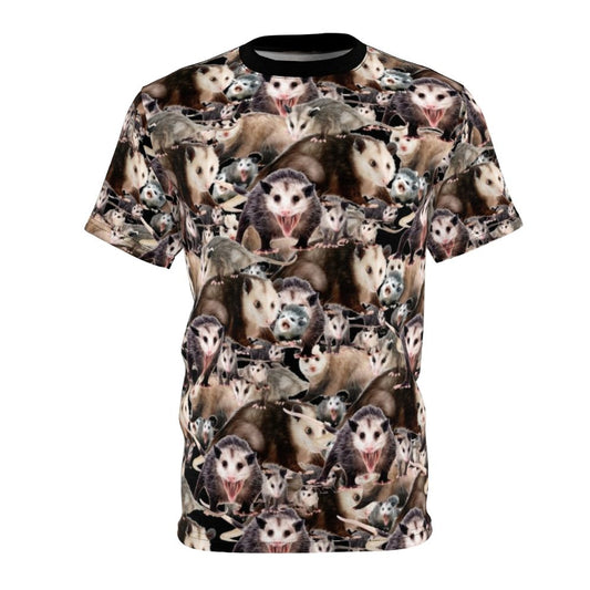 A t-shirt featuring a cute opossum design, perfect for fans of these nocturnal marsupials.