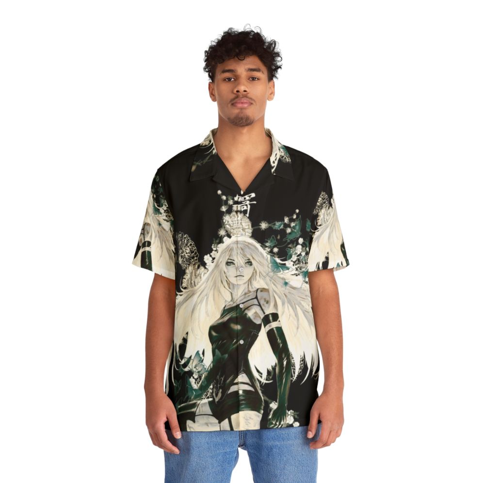 Vibrant hawaiian shirt with butterflies and floral patterns - People Front