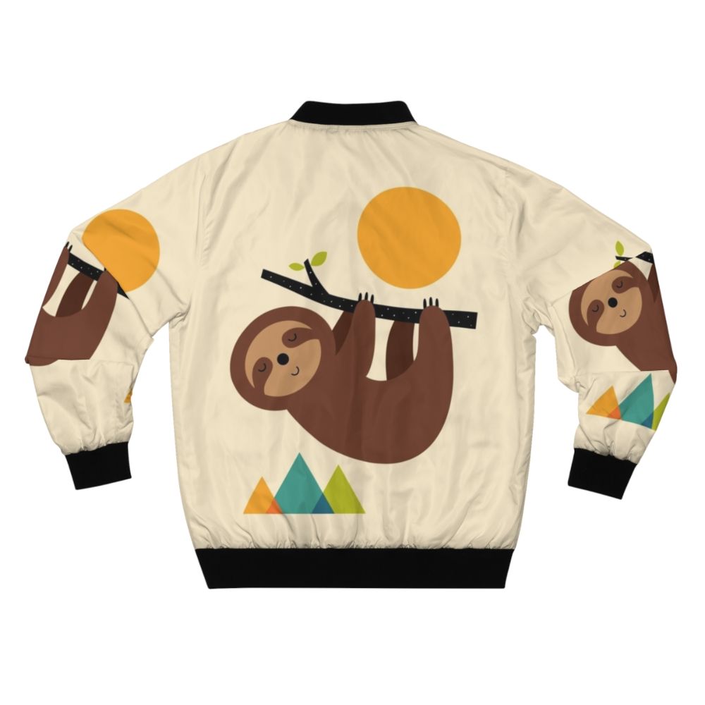 Cute and funny sloth character printed on a bomber jacket - Back