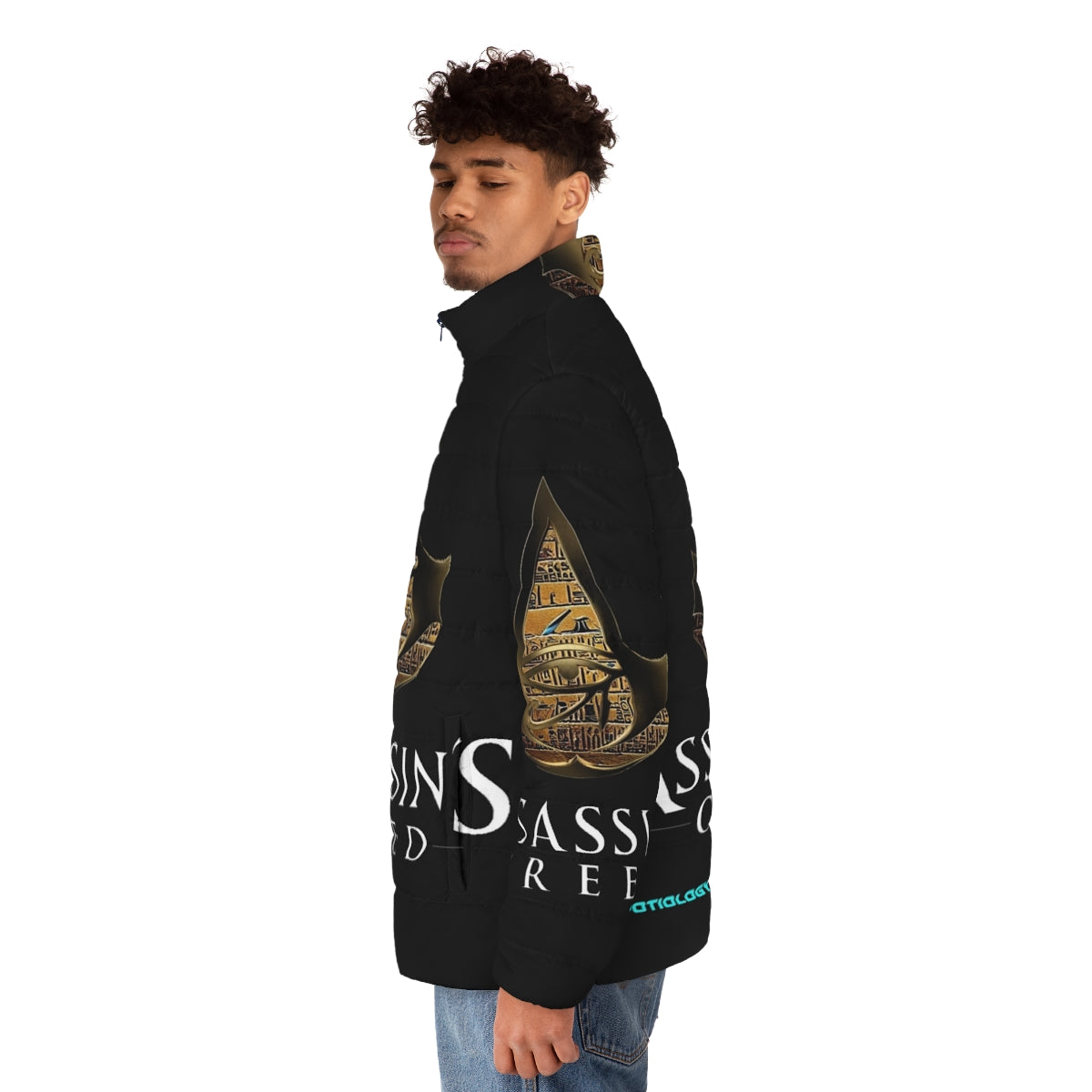 Assassins Creed Puffer Jacket featuring Egypt-inspired design - men side left