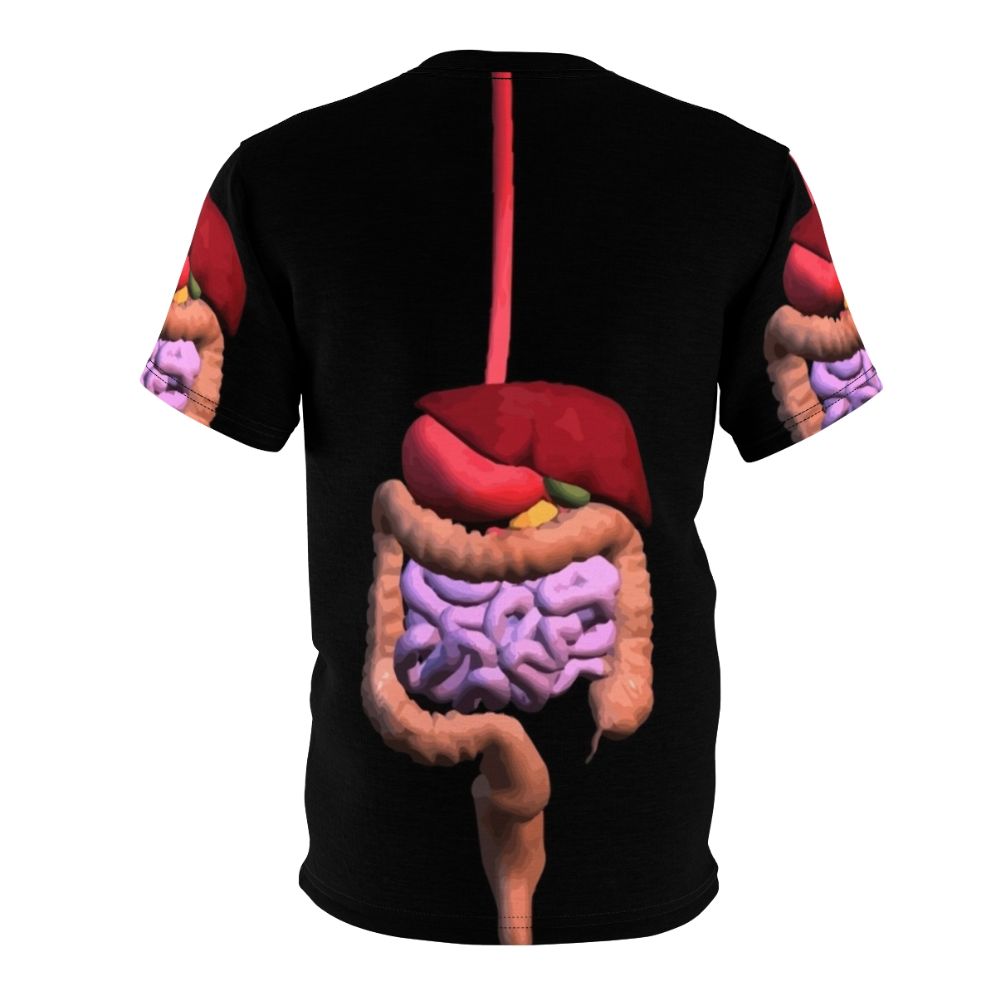 Colorful illustration of the human digestive system on a comfortable t-shirt for medical, biology, and anatomy enthusiasts. - Back