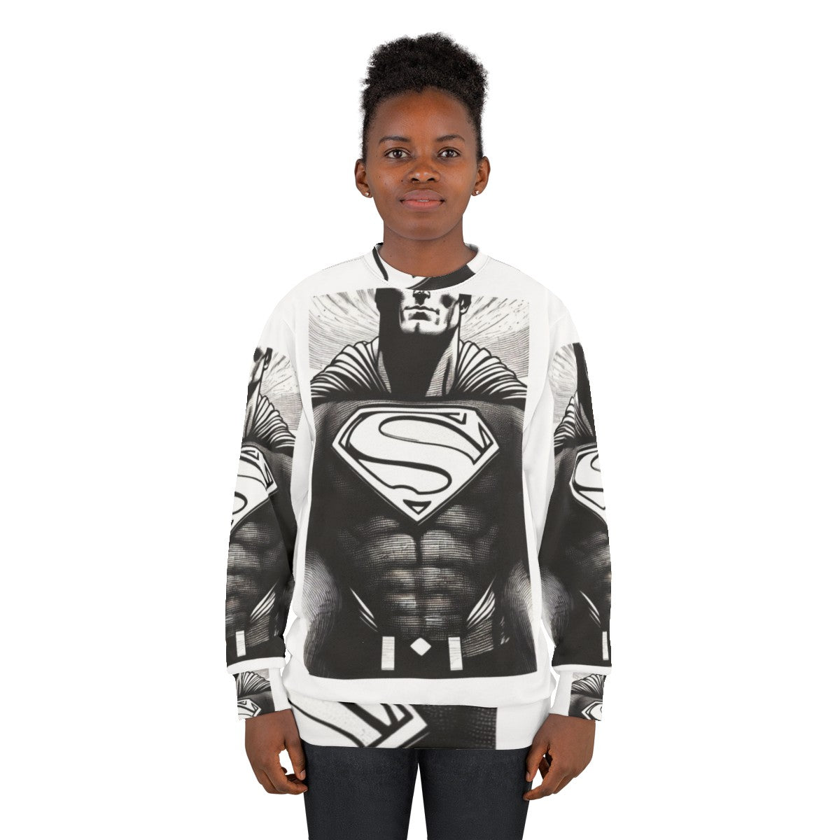 Superhero Sweatshirt featuring a vibrant superhero design - women