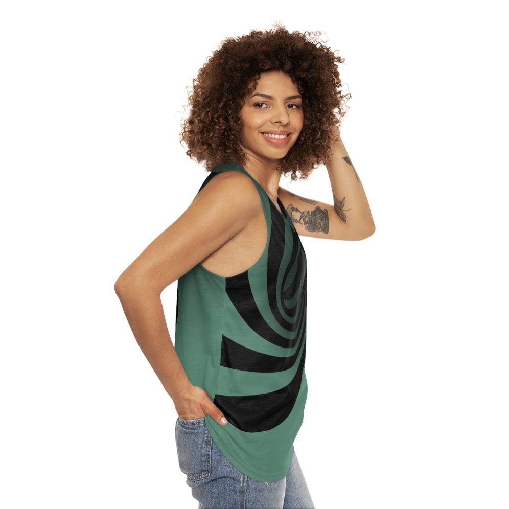 Optical Illusion Geometric Pattern Unisex Tank Top - women side