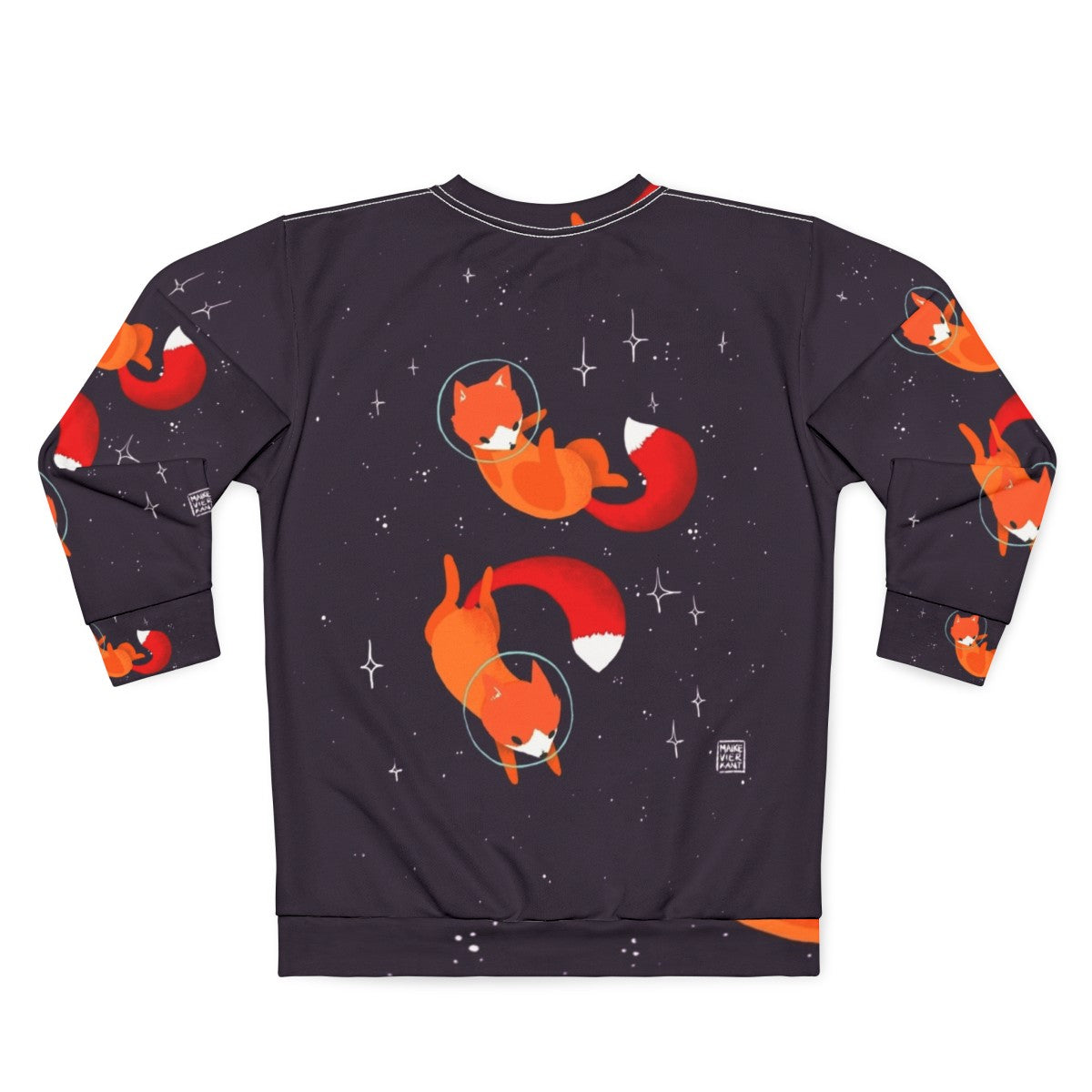 Space Foxes Sweatshirt with Digital Illustration - Back