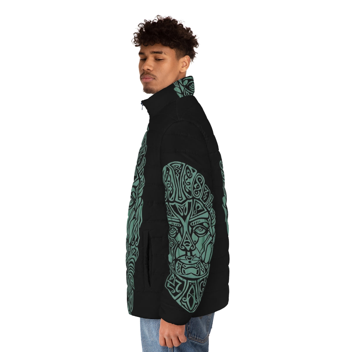 Assassin's Creed Eivor Celtic Portrait Puffer Jacket - men side left