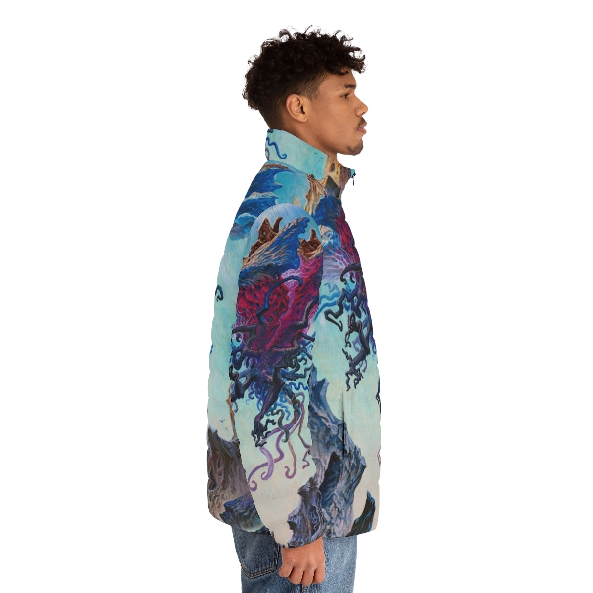 Emrakul The Aeons Torn Eldrazi Puffer Jacket featuring the epic MTG monster - men side right