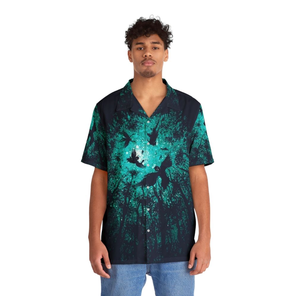 Celestial Angels Hawaiian Shirt with blue, forest, and nature motifs - People Front