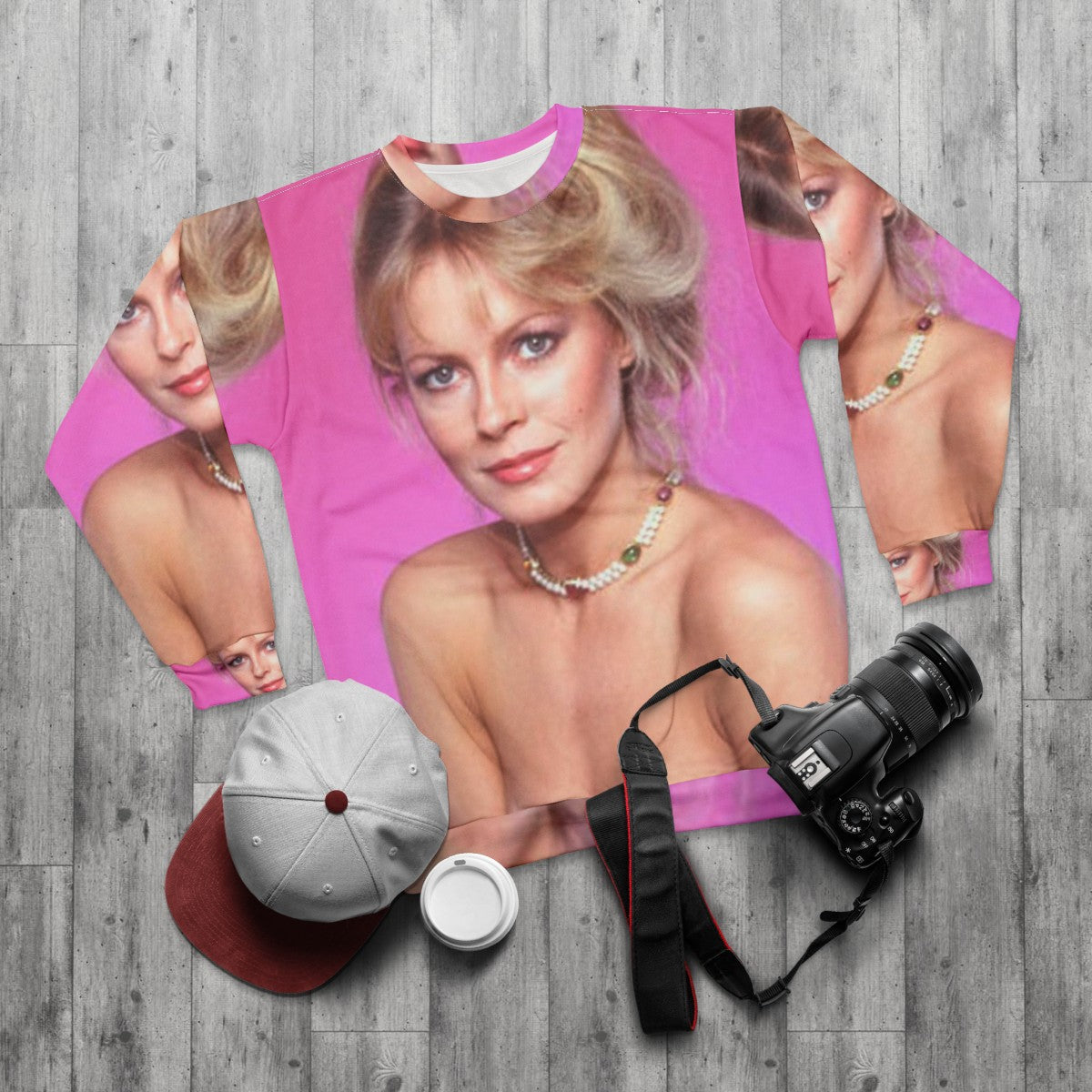 Cheryl Ladd vintage sweatshirt - flat lay