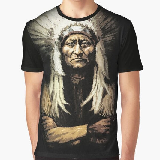 Native American Graphic T-Shirt featuring Sitting Bull, a legendary Native Indian chief