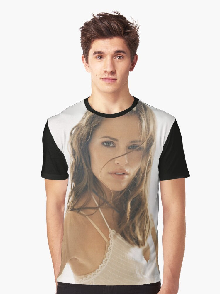 A graphic t-shirt featuring a portrait of actress Jennifer Garner - Men