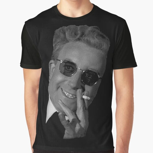 Vintage Dr. Strangelove graphic t-shirt featuring the iconic face of the strange doctor and smoking elements.