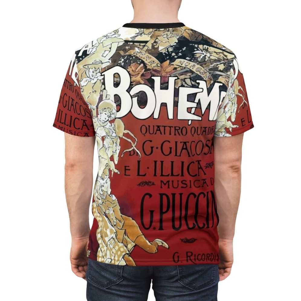 Vintage-style t-shirt featuring the iconic opera 'La Boheme' by Puccini - men back