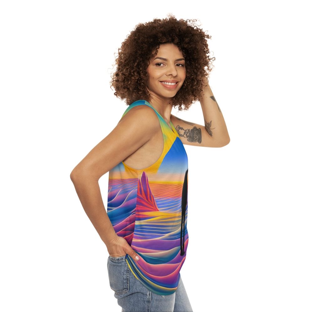 Colorful desert sunrise unisex tank top - women side