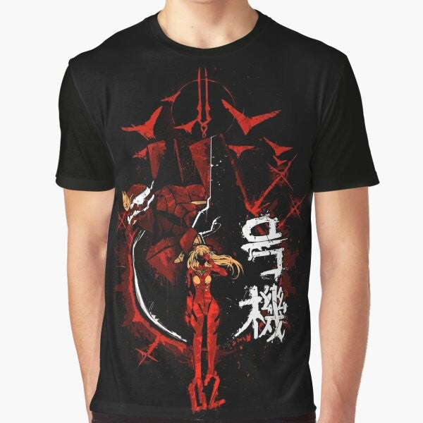 Neon Genesis Evangelion Graphic T-Shirt featuring Evangelion mecha and characters