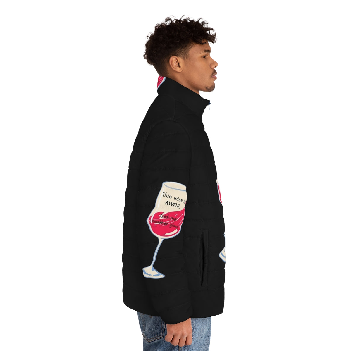 Schitt's Creek "Awful Wine" Puffer Jacket - men side right