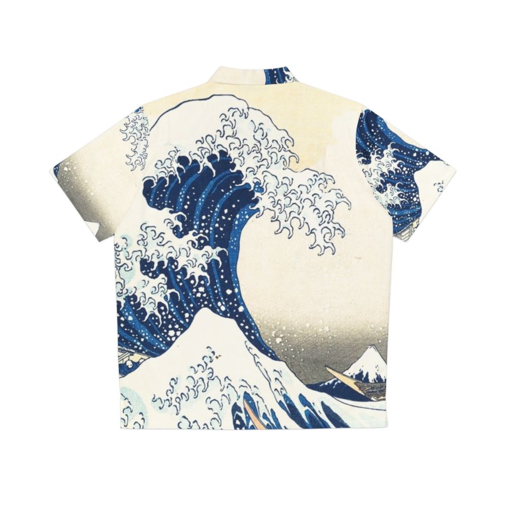 Hokusai's famous Japanese wave painting printed on a Hawaiian shirt - Back