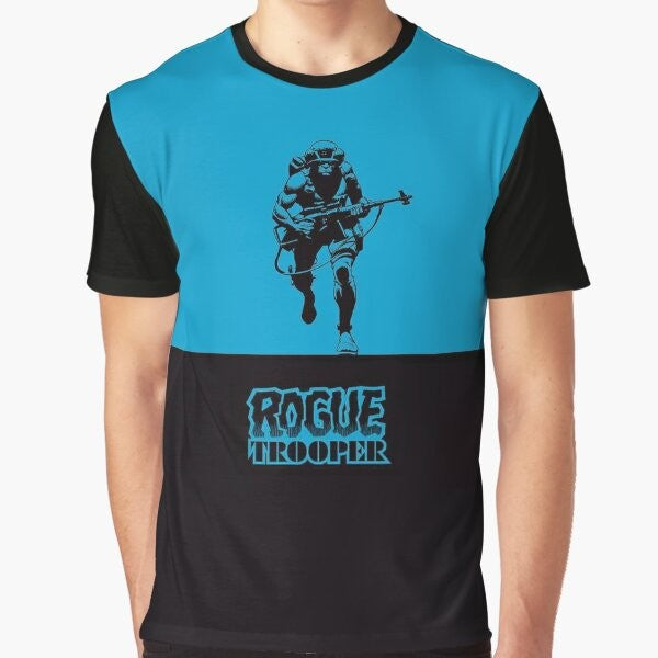 Rogue Trooper sci-fi character graphic on a t-shirt