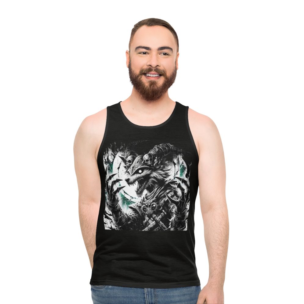 Furry art unisex tank top with animal print design - men