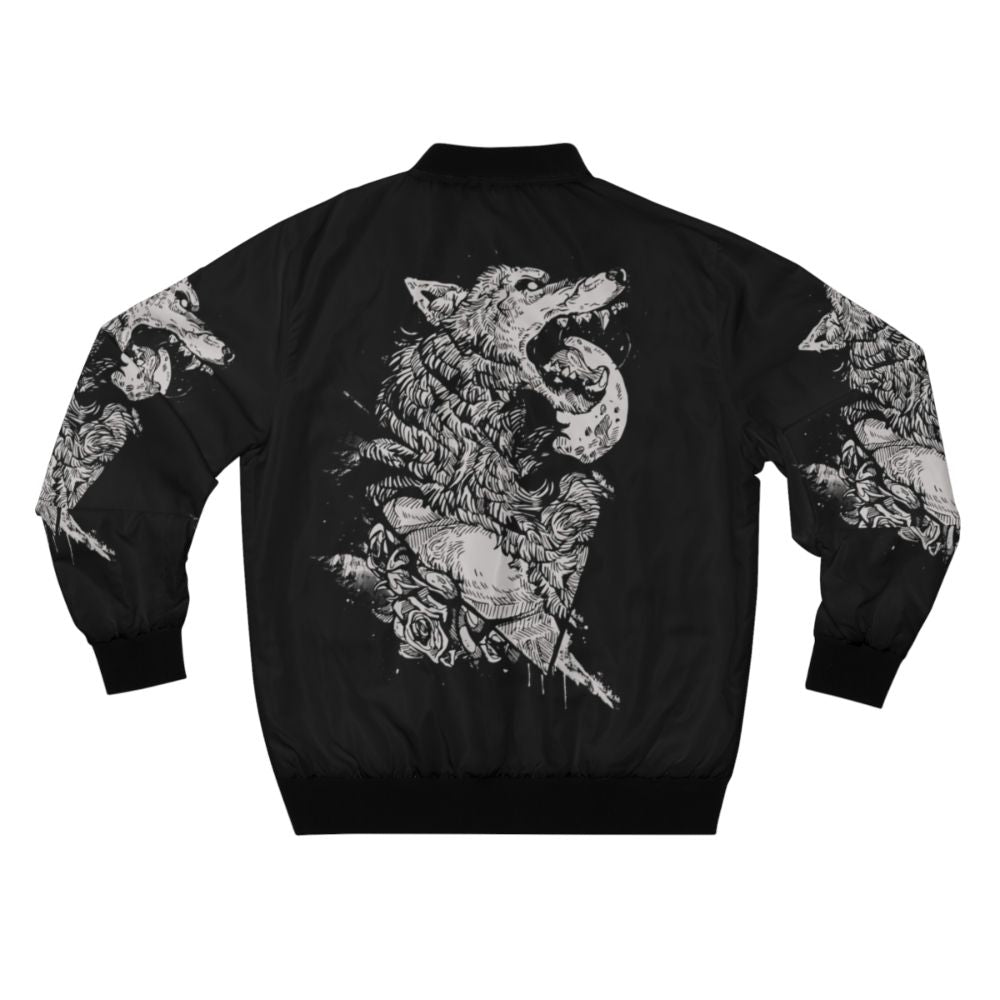 Werewolf bomber jacket with ink and tattoo design - Back