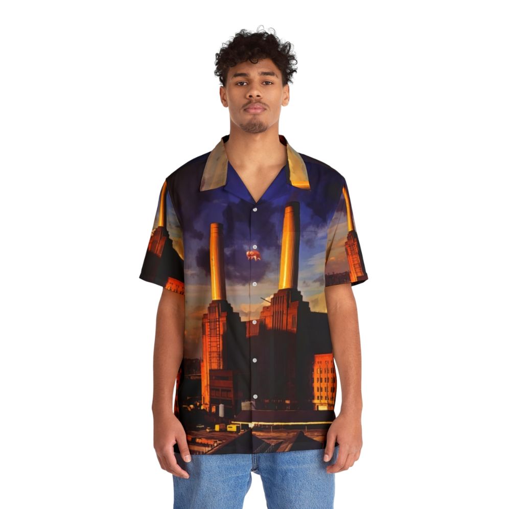 Vibrant Hawaiian shirt featuring a psychedelic tropical animal print design - People Front