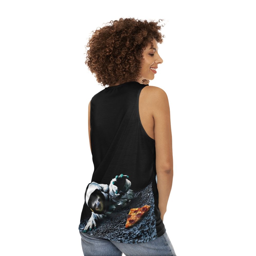 Slothstronaut Unisex Space Pizza Tank Top - women back